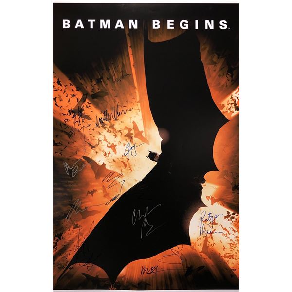 Batman Begins Poster Christian Bale Gary Oldman  Katie Holmes Liam Neeson Autographed Signed