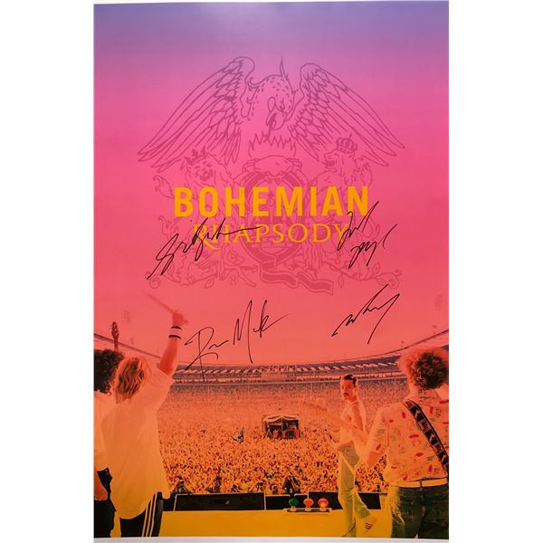 Bohemian Rhapsody Poster Joseph Mazzello Rami Malek Autographed Signed