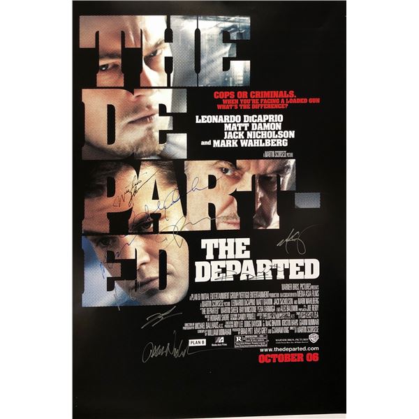 Departed Poster Leonardo De Caprio Jack Nicholson Matt Damon Mark Wahlberg Autographed Signed