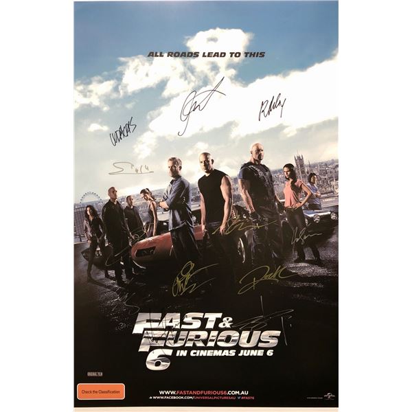 Fast and Furious 6 Poster Paul Walker VinDiesel Autographed Signed