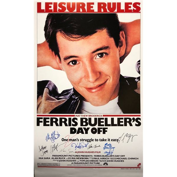 Ferris Bueller's Day off Poster Matthew Broderick Mia Sara Alan Ruck Autographed Signed