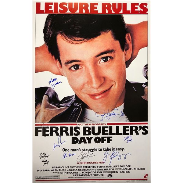 Ferris Bueller's Day off Poster Matthew Broderick Mia Sara Alan Ruck Autographed Signed