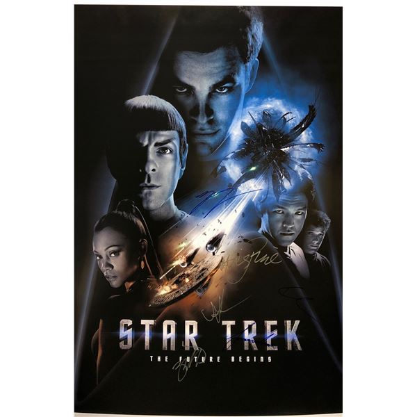 Star Trek Future Begins Poster Chris Pine Zoe Saldana Autographed Signed