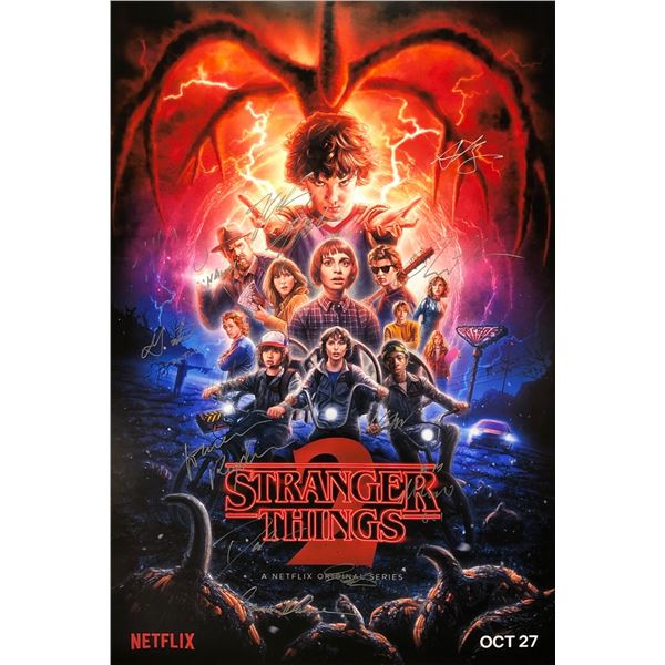 Stranger Things 2 Poster Mark Hamill Harrison Ford Carrie Fisher Autographed Signed