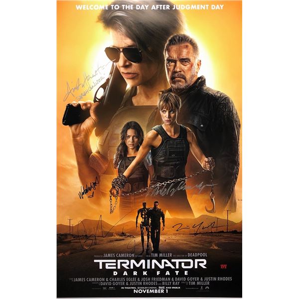 Terminator Dark Fate Poster Arnold Schwarzenegger Linda Hamilton Autographed Signed