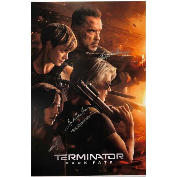 Terminator Dark Fate Poster Arnold Schwarzenegger Linda Hamilton Autographed Signed