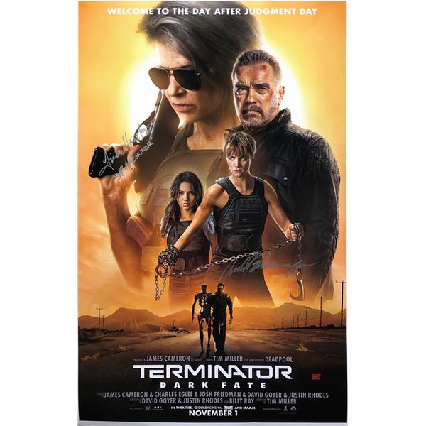 Terminator Dark Fate Poster Arnold Schwarzenegger Linda Hamilton Autographed Signed