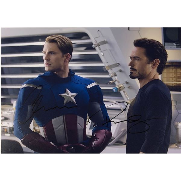 Avengers Photo Chris Evans Robert Downey Jr.Autographed Signed