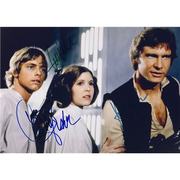 Star Wars Mark Hamill Carrie Fisher Autograph Photo