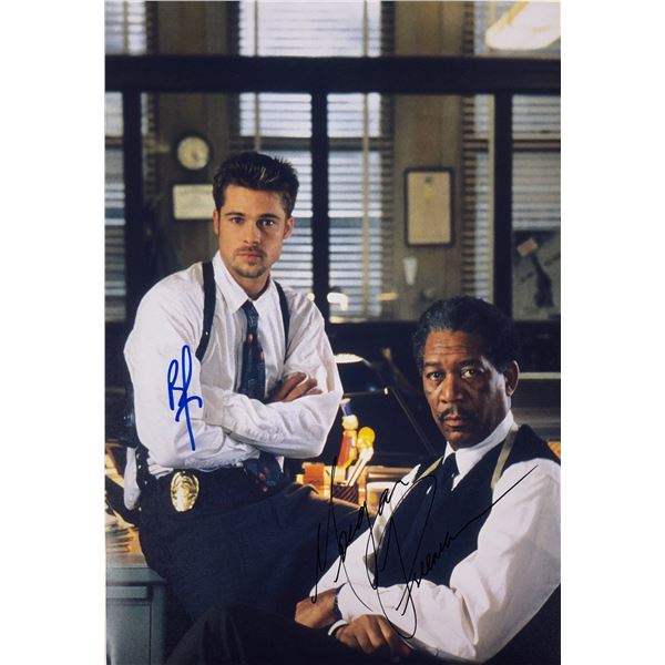 Seven Brad Pitt Morgan Freeman Autographed Photo