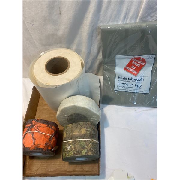 Paper rolls and table cloth