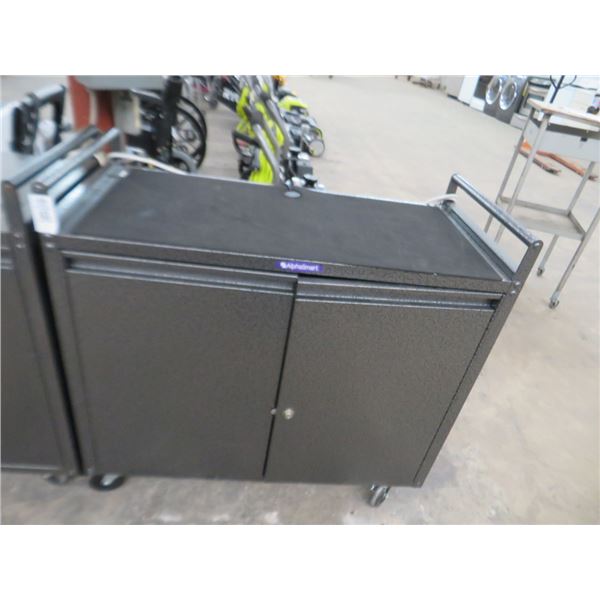 Alphasmart Grey Metal 2 Door Worktop Cabinet on Wheels