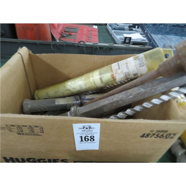 Box Lot of Drill Bits & Jack Hammer Attachments