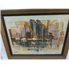 Image 1 : City Harbor Scene On Canvas - 27" x 21"
