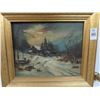 Image 1 : Framed Oil On Canvas "Snow Bound" - 22" x 26"