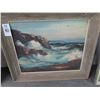 Image 1 : Framed Seascape On Board - 21" x 24"