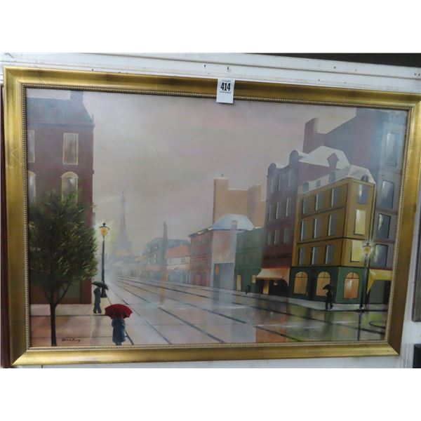 Framed Pano Street Scene On Board - 26" x 38"