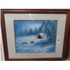 Image 1 : Framed "Snowy Cabin" Signed ? - 25" x 39"