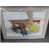Image 1 : Framed Abstract Painting On Paper by Ken Wright - 36" x 25"