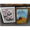 Image 1 : Framed Floral Print - 30" x 24" & Barn Scene - 26" x 20"