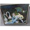 Image 1 : Framed Art On Canvas "Frolicking w/Feathered Friends" - 24" x 26"