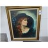 Image 1 : Framed Oil On Canvas Lady In Hat Signed Mary - 26" x 30"