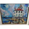Image 1 : Framed Art On Board "Lighthouse" By Faulkner - 22" x 28"