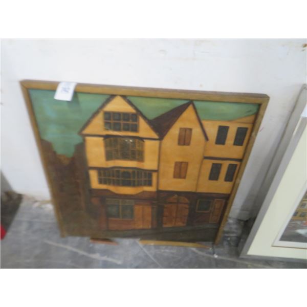 Framed Oil On Canvas House Scene By Carl Harrie - 26" x 26"