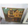 Image 1 : Framed Oil On Canvas House Scene By Carl Harrie - 26" x 26"