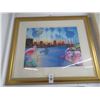 Image 1 : Framed City Scene On Water w/Flamingo - 38" x 38"