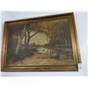 Image 1 : Framed River Forest Scene On Canvas - 28" x 34"