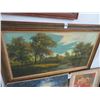Image 1 : Framed Country Cottage On Canvas - 56" x 32"