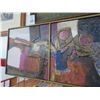 Image 3 : 1966 Mixed Media Abstract Triptych Painting NY by Robert M. Sullins - 37" x 13"