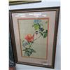 Image 1 : Framed Bird Floral Motif Tapestry - 18" x 13"