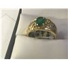 Image 3 : 14K YG Emerald & Diamond Ring w/One Oval Emerald .75 CT & Six Round