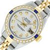 Image 3 : Rolex Ladies 2 Tone Silver Diamond & Sapphire Datejust Wristwatch