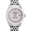 Image 1 : Rolex Ladies Stainless Steel Pink Diamond 18K Gold Bezel Datejust Wristwatch