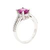 Image 4 : 2.56 ctw Oval Mixed Rubellite And Round Brilliant Cut Diamond Ring - 14KT White