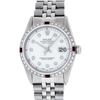 Image 3 : Rolex Mens Stainless Steel White Diamond & Ruby 36MM Datejust Wristwatch
