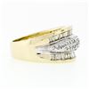 Image 5 : 14k Yellow Gold 1.34 ctw 3 Row Channel Baguette Pave Round Diamond Wide Band Rin
