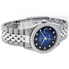 Image 3 : Rolex Mens Stainless Steel Blue Vignette Diamond 36MM Datejust Wristwatch