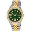 Image 2 : Rolex Mens Stainless Steel and Yellow Gold Green VVS Diamond 36mm Datejust