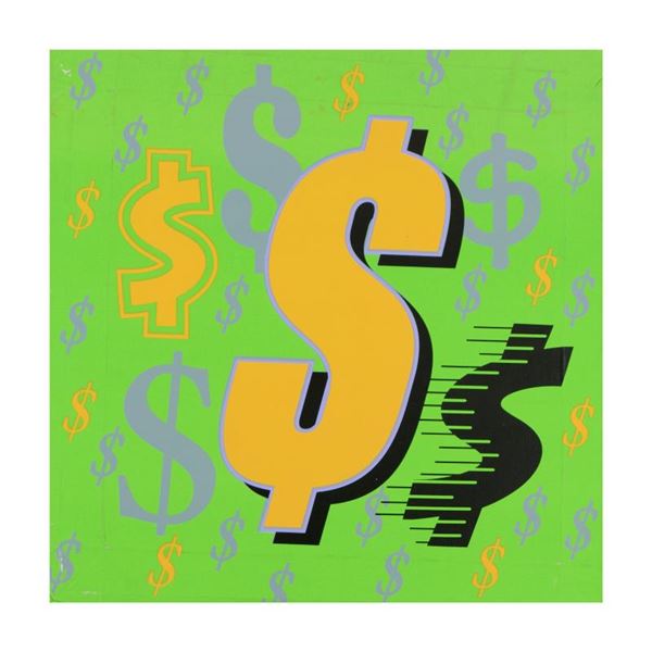 Dollar Signs (Green Italic) by Steve Kaufman (1960-2010)