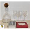 Image 1 : WINE DECANTER, WINE SET, 4 WINE GLASSES AND