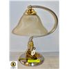 Image 1 : ART GLASS AND BRASS DESK LAMP