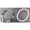 Image 1 : #154-NATURAL PINK ROSE QUARTZ & FLOURITE BRACELET