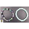 Image 1 : #150-NATURAL AMAZONITE, FLOURITE  BEAD BRACELETE