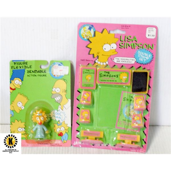 1989 MAGGIE SIMPSONS FIGURE AND STAMPS