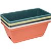 Image 1 : NEW SET OF 5 PLASTIC PLANTERS WITH BASE DRIP TRAYS