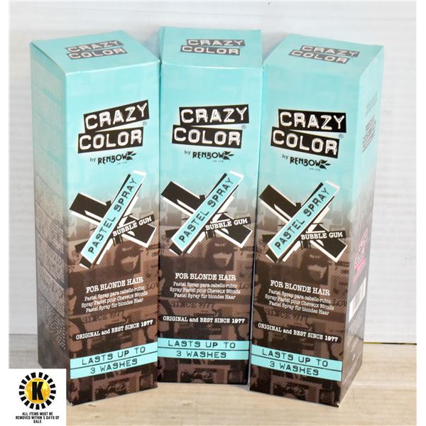 3 BOTTLES 250mL TEMPORARY PASTEL SPRAY HAIR COLOR